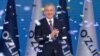 Uzbek President-Elect Shavkat Mirziyoyev appears at an October 25, 2021 celebration of his official win of Uzbekistan's 2021 presidential elections.