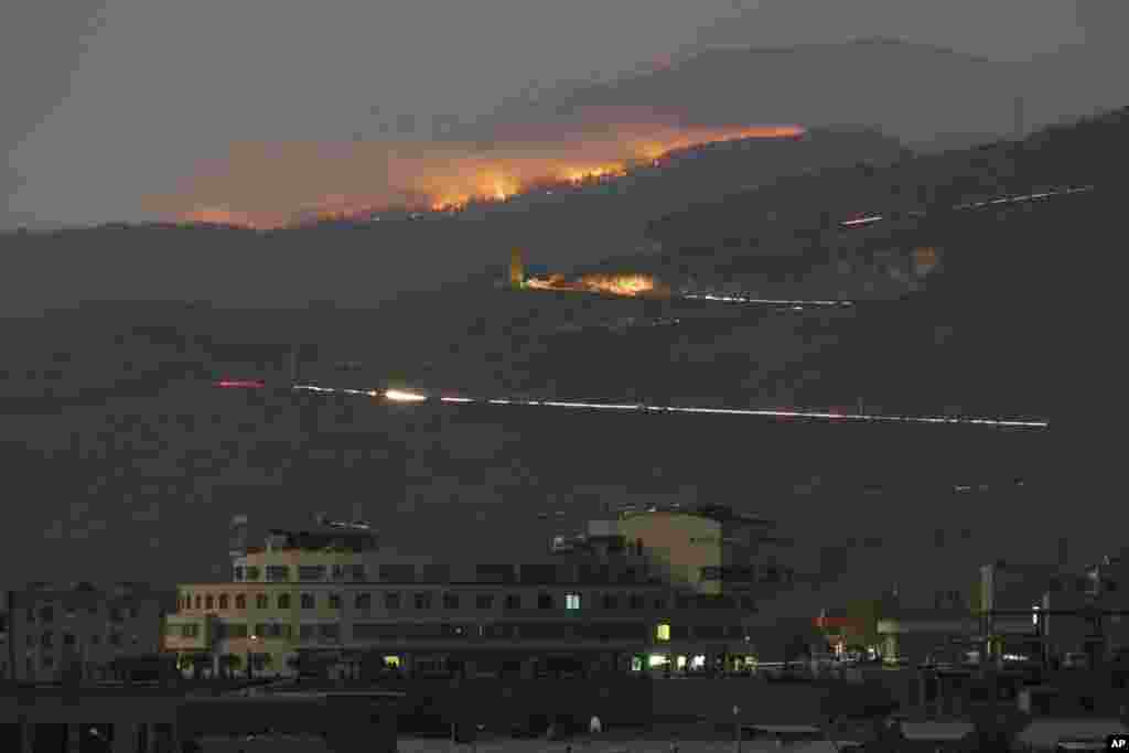 NAGORNO-KARABAKH -- Forest burns in the mountains after shelling by Azerbaijan&#39;s artillery during a military conflict outside Stepanakert, the separatist region of Nagorno-Karabakh, October 31, 2020