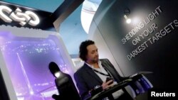 At the annual 2020 European Police Congress in Berlin, Germany, NSO Group, the Israeli technology firm that sells Pegasus spyware, touts the firm's "shedding light on your darkest targets."